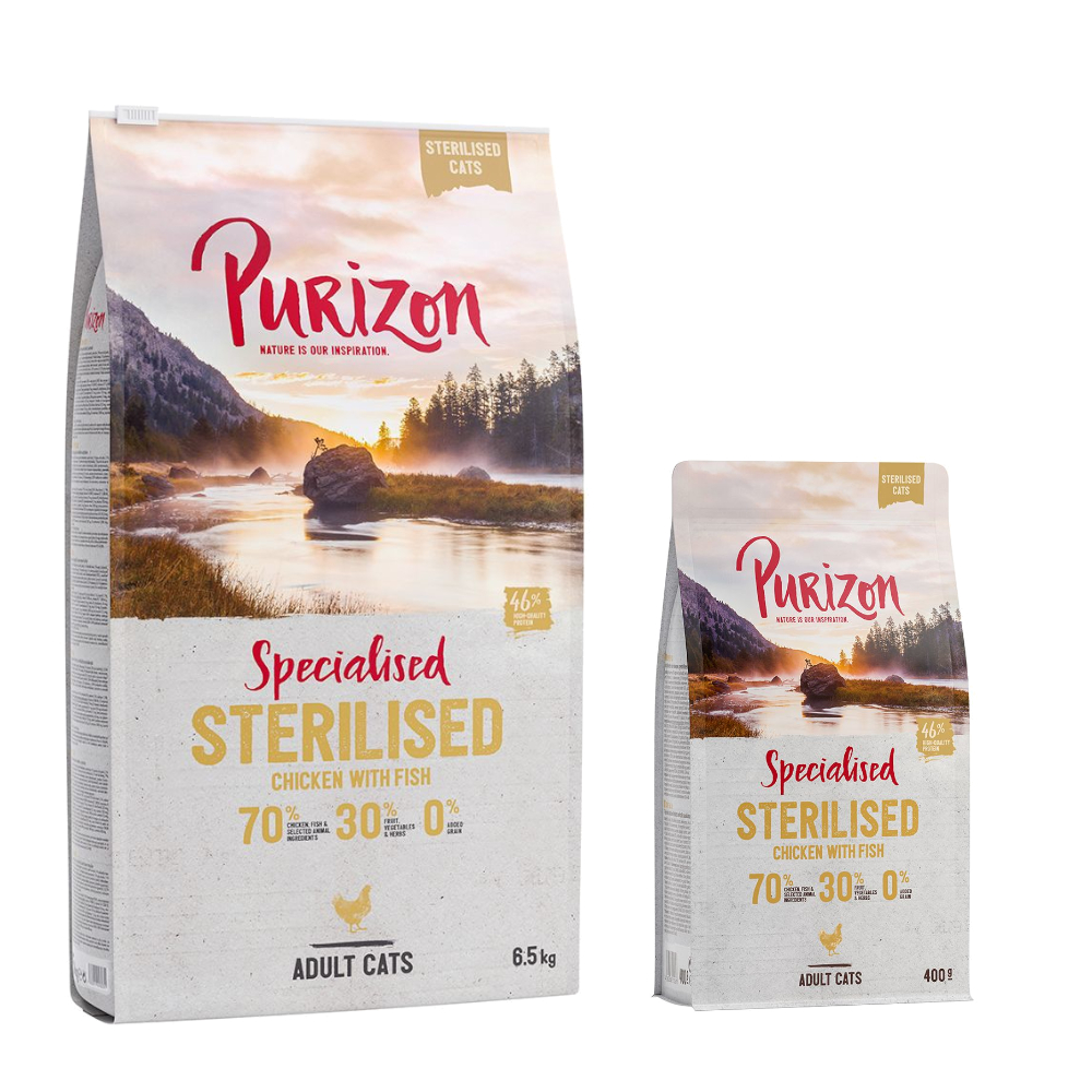 6,5 kg Purizon + 400 g gratis! - Sterilised Adult Huhn & Fisch von Purizon