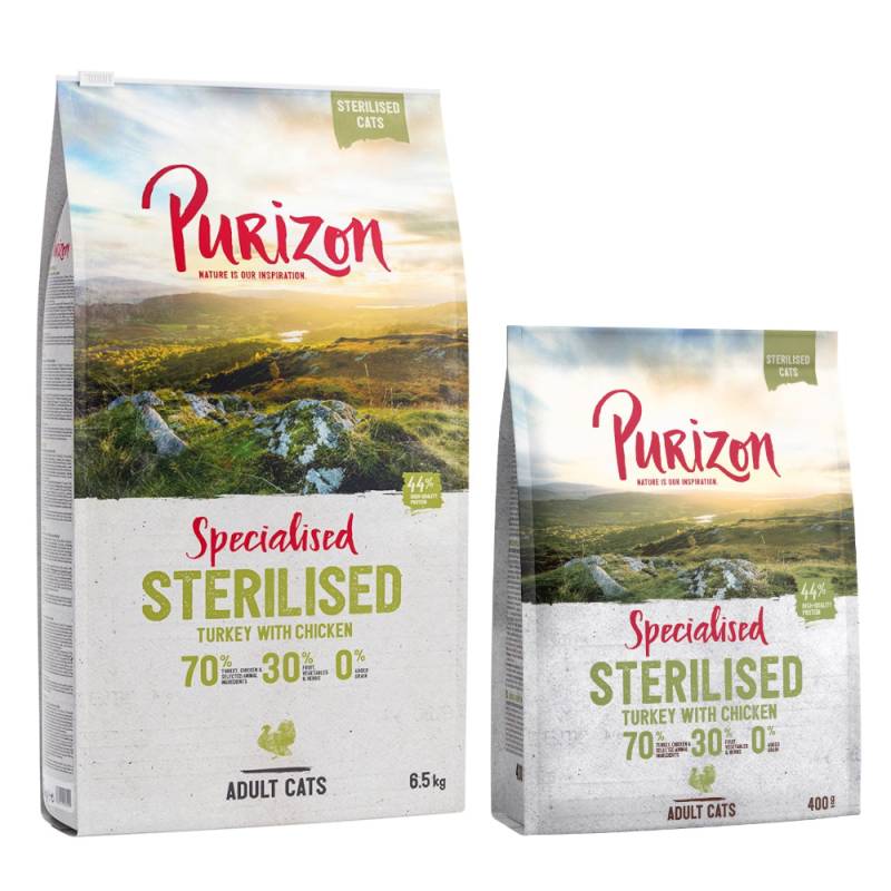 6,5 kg Purizon + 400 g gratis! - Sterilised Adult Truthahn & Huhn von Purizon