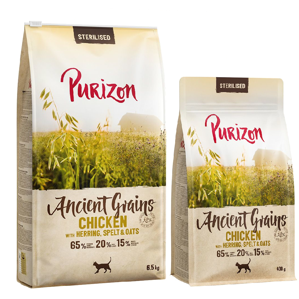 6,5 kg Purizon + 400 g gratis! - Urgetreide: Adult Sterilised Huhn mit Fisch von Purizon