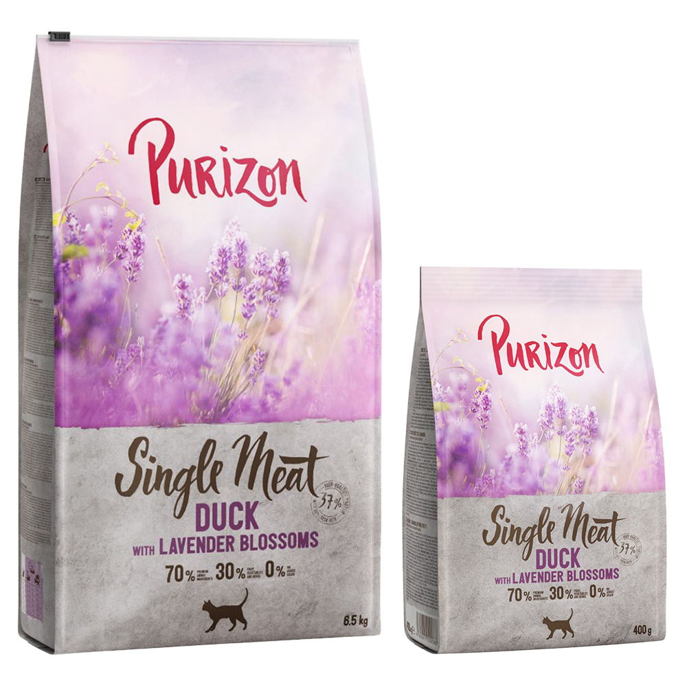 6,5 kg Purizon + 800 g gratis! - Single Meat Ente mit Lavenderblüten von Purizon