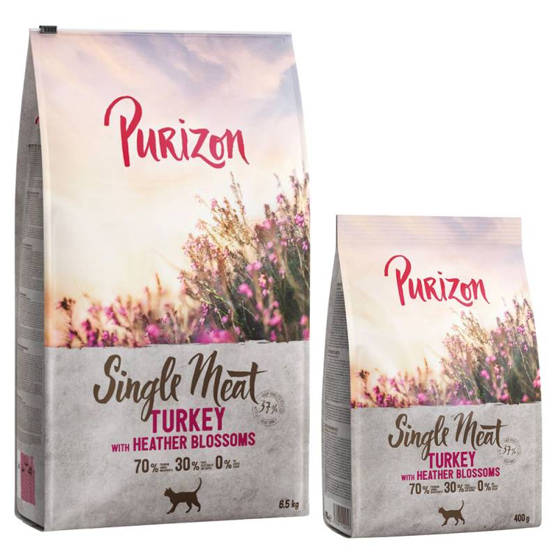 6,5 kg Purizon + 800 g gratis! - Single Meat Pute mit Heidekrautblüten von Purizon