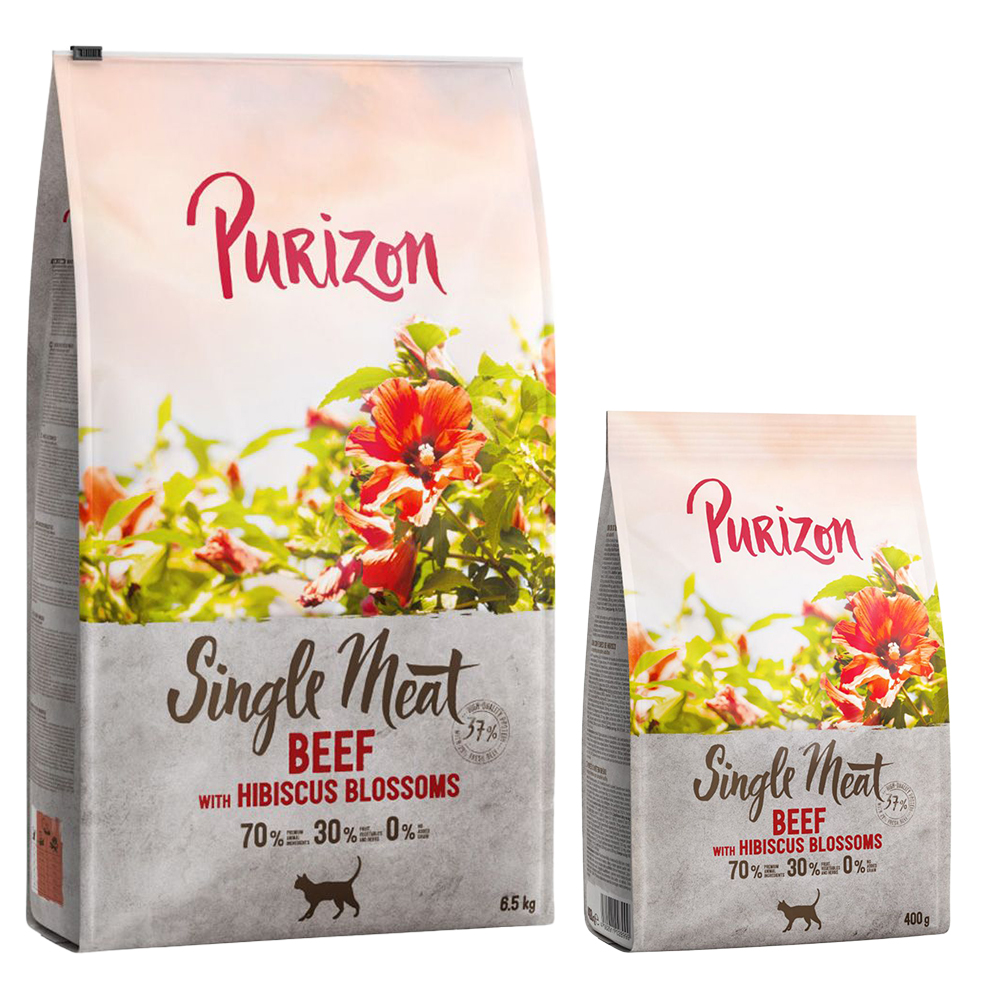 6,5 kg Purizon + 800 g gratis! - Single Meat Rind mit Hibiskusblüten von Purizon