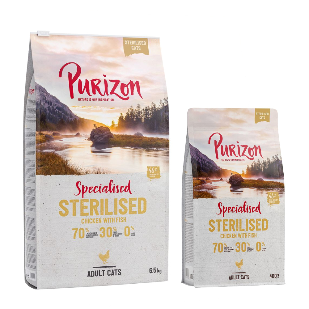 6,5 kg Purizon + 800 g gratis! - Sterilised Adult Huhn & Fisch von Purizon