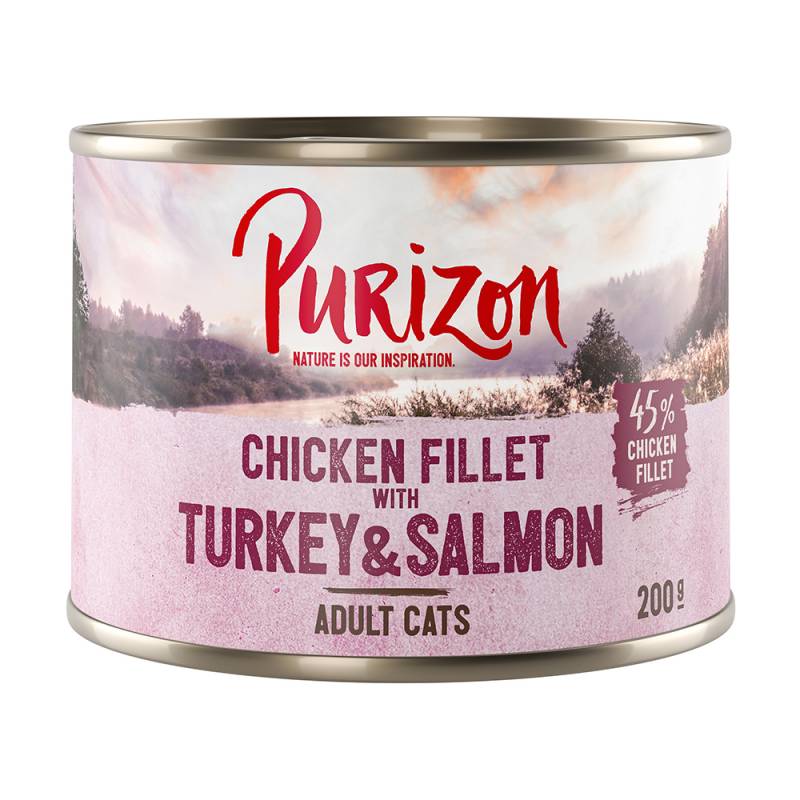 6 x 200 g / 400 g Purizon zum Probierpreis - Hühnerfilet mit Truthahn & Lachs (6 x 200 g) von Purizon