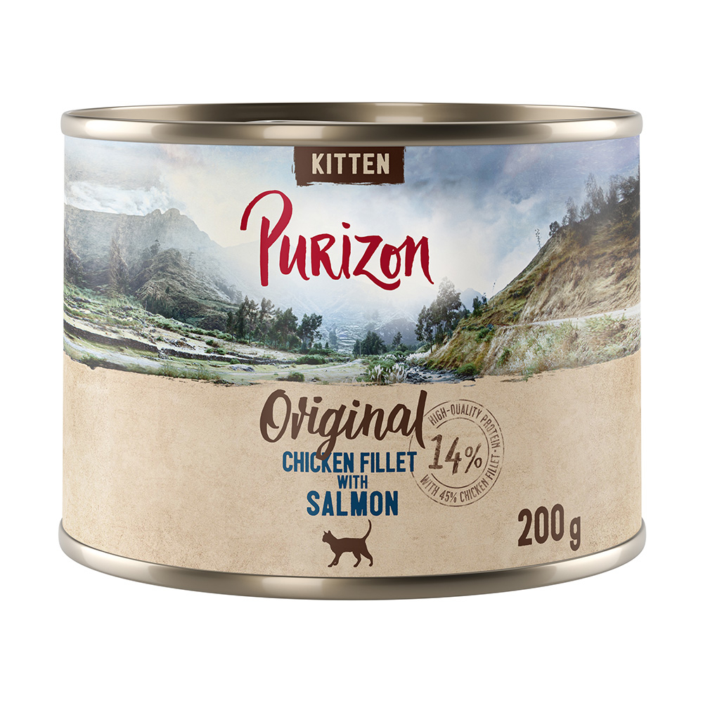 6 x 200 g / 400 g Purizon zum Probierpreis - NEU: Kitten: Hühnerfilet mit Lachs (6 x 200 g) von Purizon