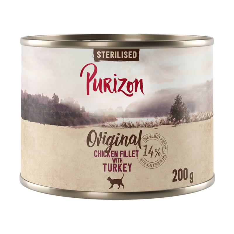 6 x 200 g / 400 g Purizon zum Probierpreis - NEU: Sterilised: Hühnerfilet mit Truthahn (6 x 200 g) von Purizon