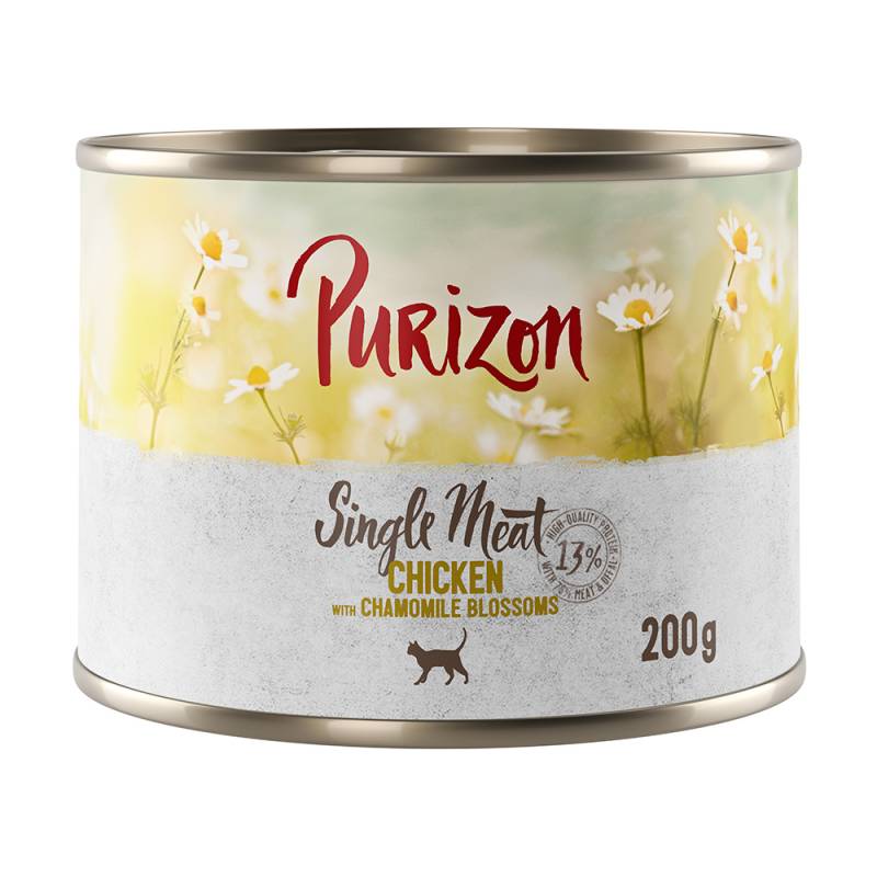 6 x 200 g / 400 g Purizon zum Probierpreis - Purizon Single Meat Huhn mit Kamillenblüten (6 x 200 g) von Purizon