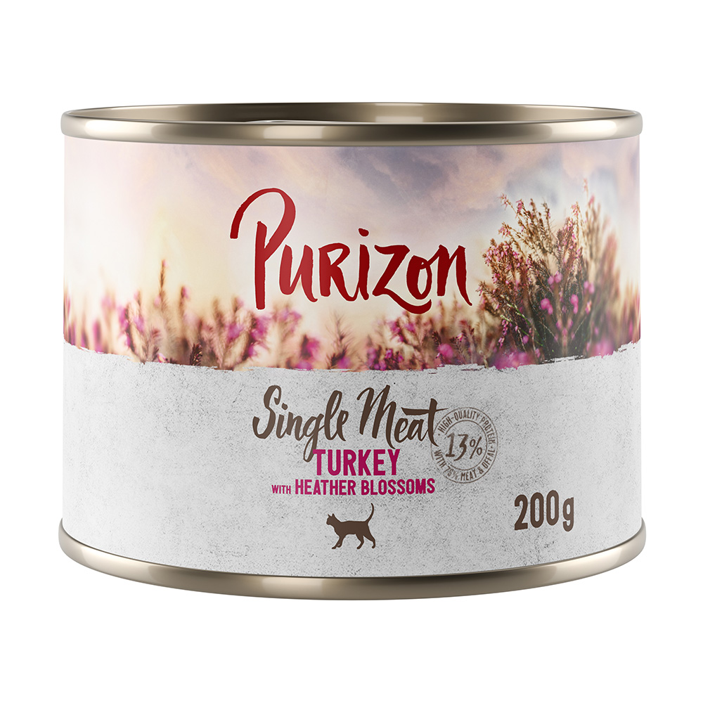 6 x 200 g / 400 g Purizon zum Probierpreis - Purizon Single Meat Pute mit Heidekrautblüten (6 x 200 g) von Purizon