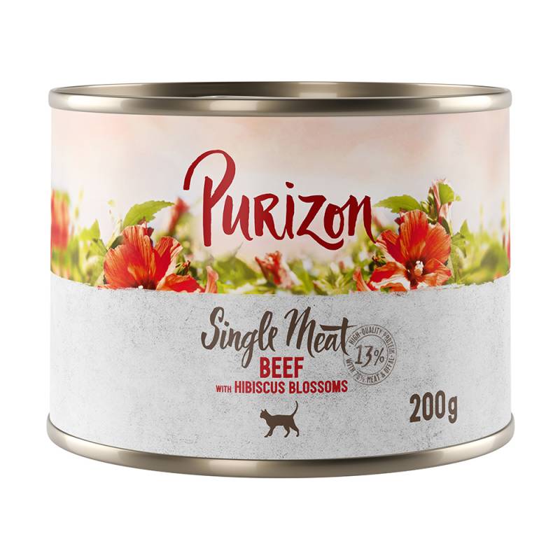 6 x 200 g / 400 g Purizon zum Probierpreis - Purizon Single Meat Rind mit Hibiskusblüten (6 x 200 g) von Purizon