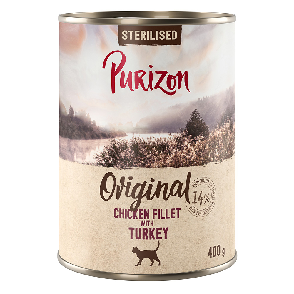 6 x 200 g / 400 g Purizon zum Probierpreis - Sterilised: Hühnerfilet mit Truthahn (6 x 400 g) von Purizon