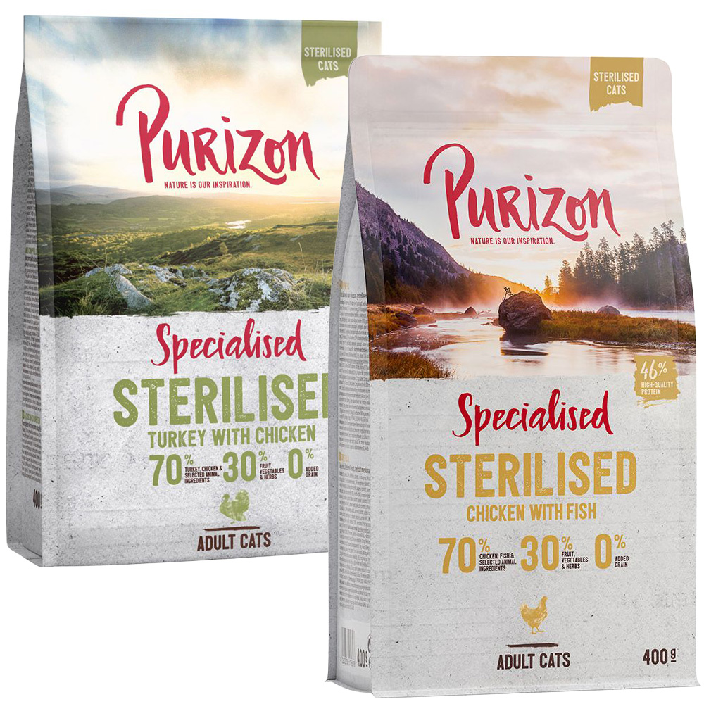Probiermix Purizon 2 x 400 g  - Sterilised Mix: Truthahn & Huhn + Huhn & Fisch von Purizon