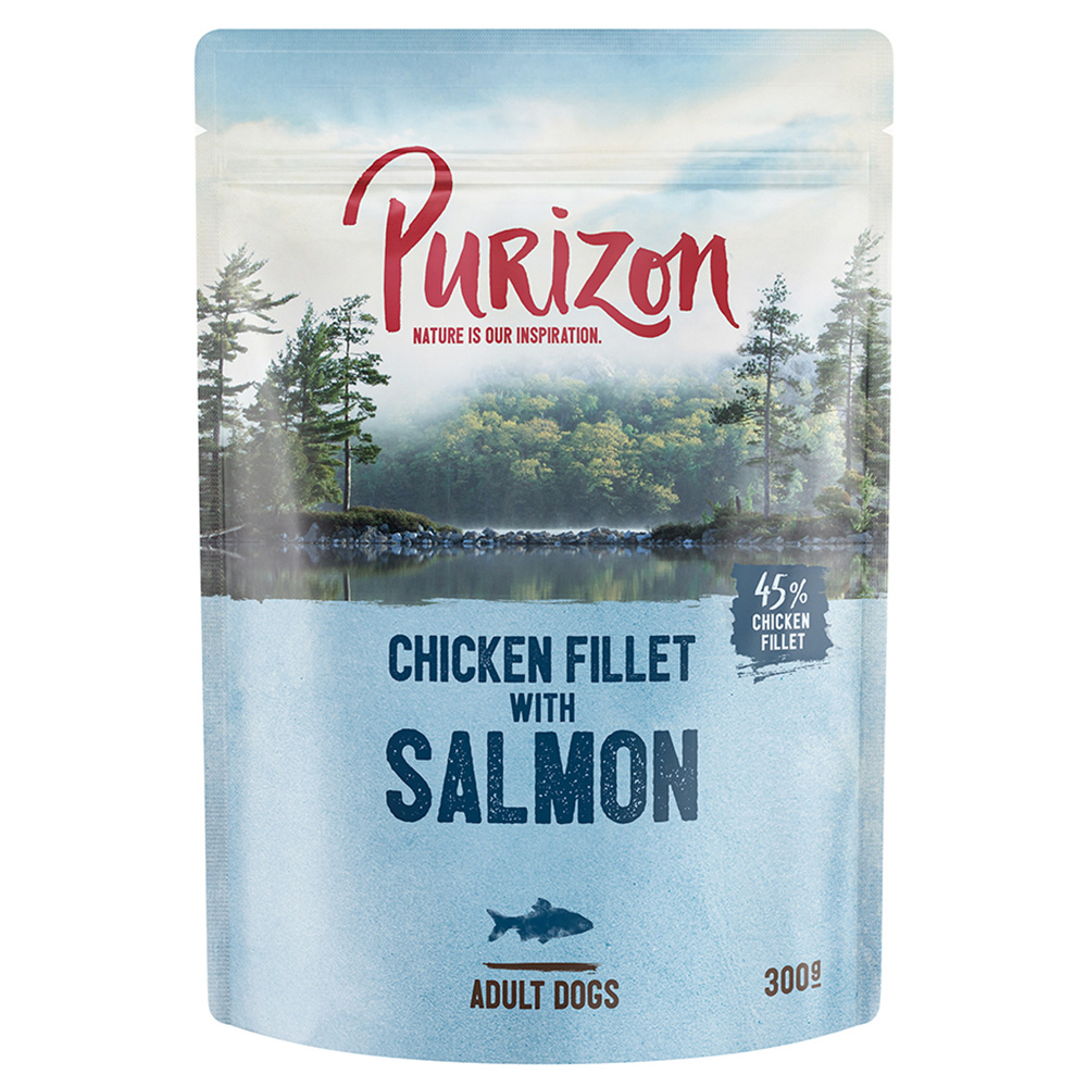 Purizon 6 x 140 g / 200 g / 300 g zum Probierpreis - Hühnerfilet mit Lachs mit Spinat & Kokos (6 x 300 g) von Purizon