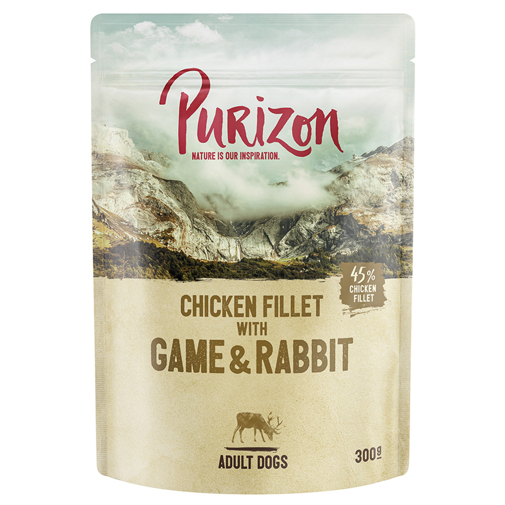 Purizon 6 x 140 g / 200 g / 300 g zum Probierpreis - Hühnerfilet mit Wild & Kaninchen, Kürbis und Preiselbeere (6 x 300 g) von Purizon