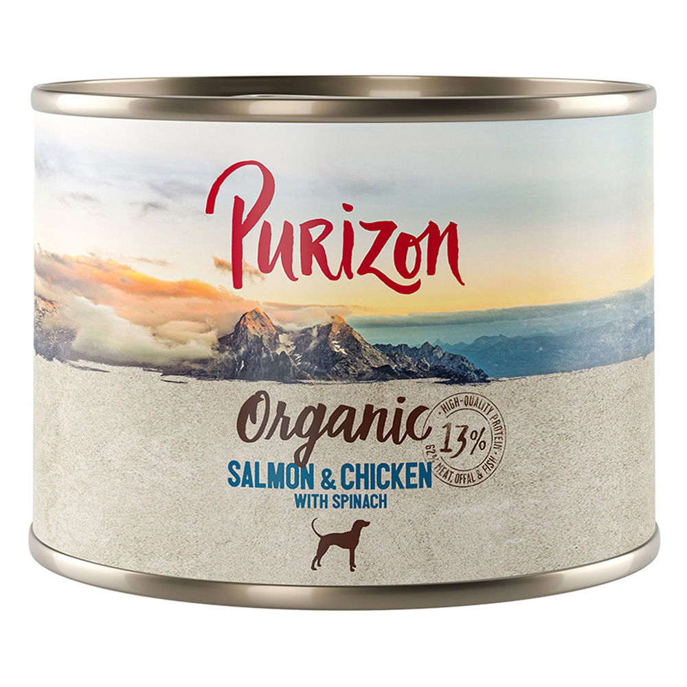 Purizon 6 x 140 g / 200 g / 300 g zum Probierpreis - Organic Lachs und Huhn mit Spinat (6 x 200 g) von Purizon