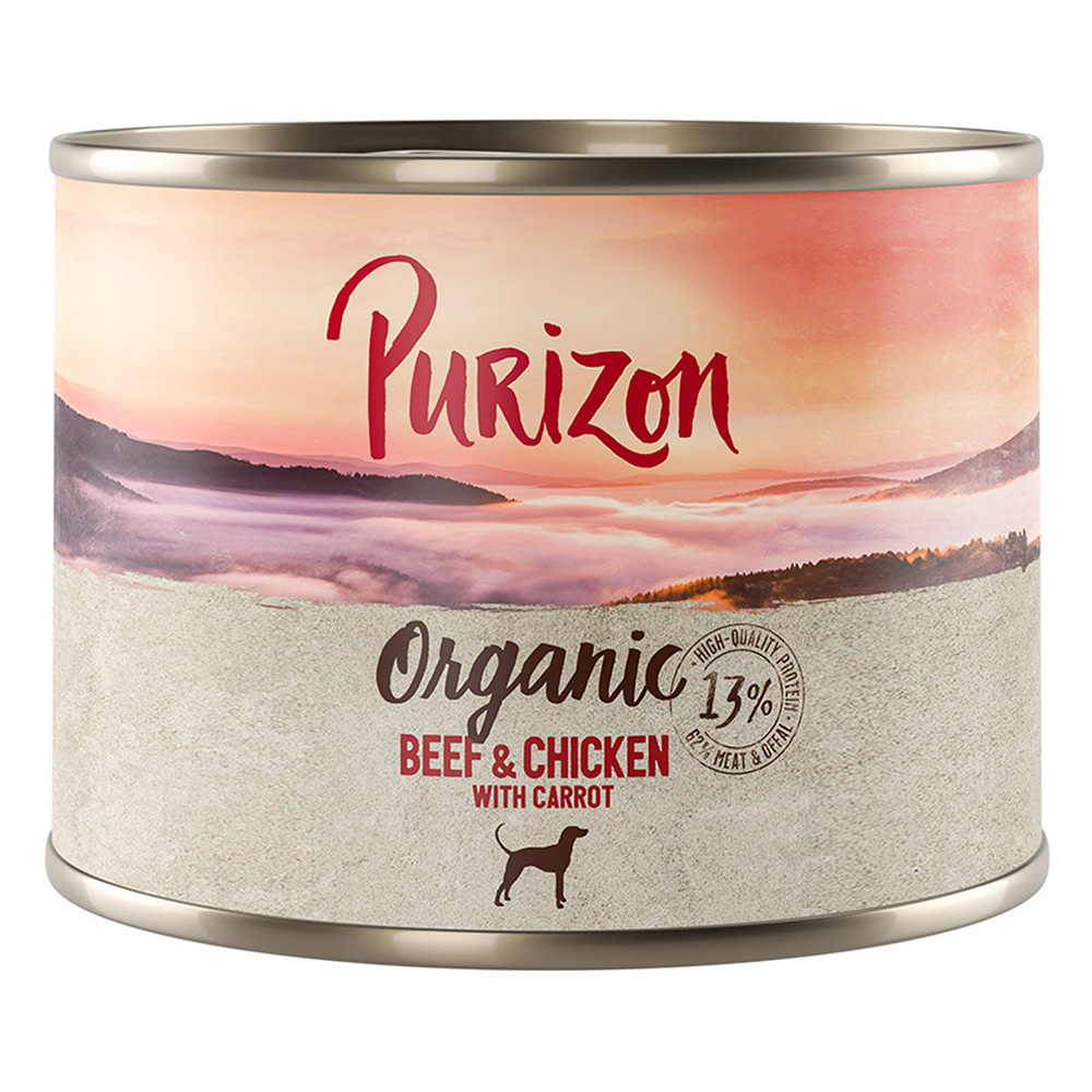 Purizon 6 x 140 g / 200 g / 300 g zum Probierpreis - Organic Rind und Huhn mit Karotte (6 x 200 g) von Purizon