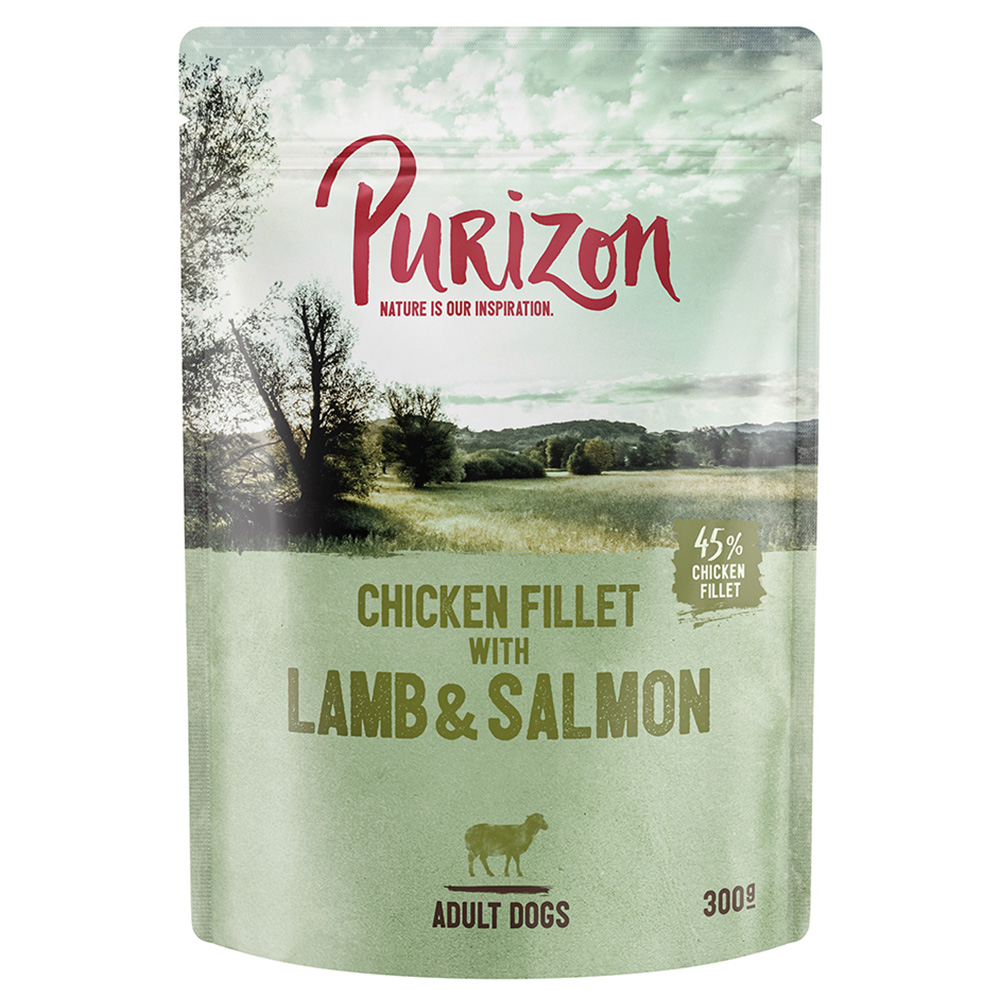 Purizon 6 x 140 g / 200 g / 300 g zum Probierpreis - Hühnerfilet mit Lamm & Lachs, Kartoffel & Birne (6 x 300 g) von Purizon