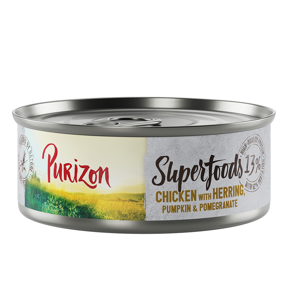 Purizon 6 x 70g/85g zum Probierpreis! - Superfoods: Huhn mit Hering, Kürbis und Granatapfel 6x70g von Purizon