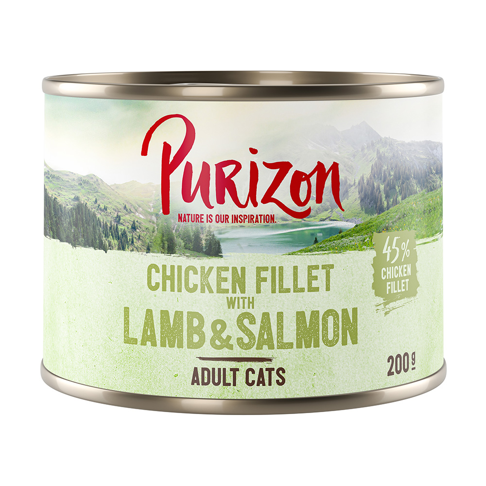 Purizon Original 24 x 200 g - getreidefrei - Adult: Hühnerfilet mit Lachs & Lamm von Purizon