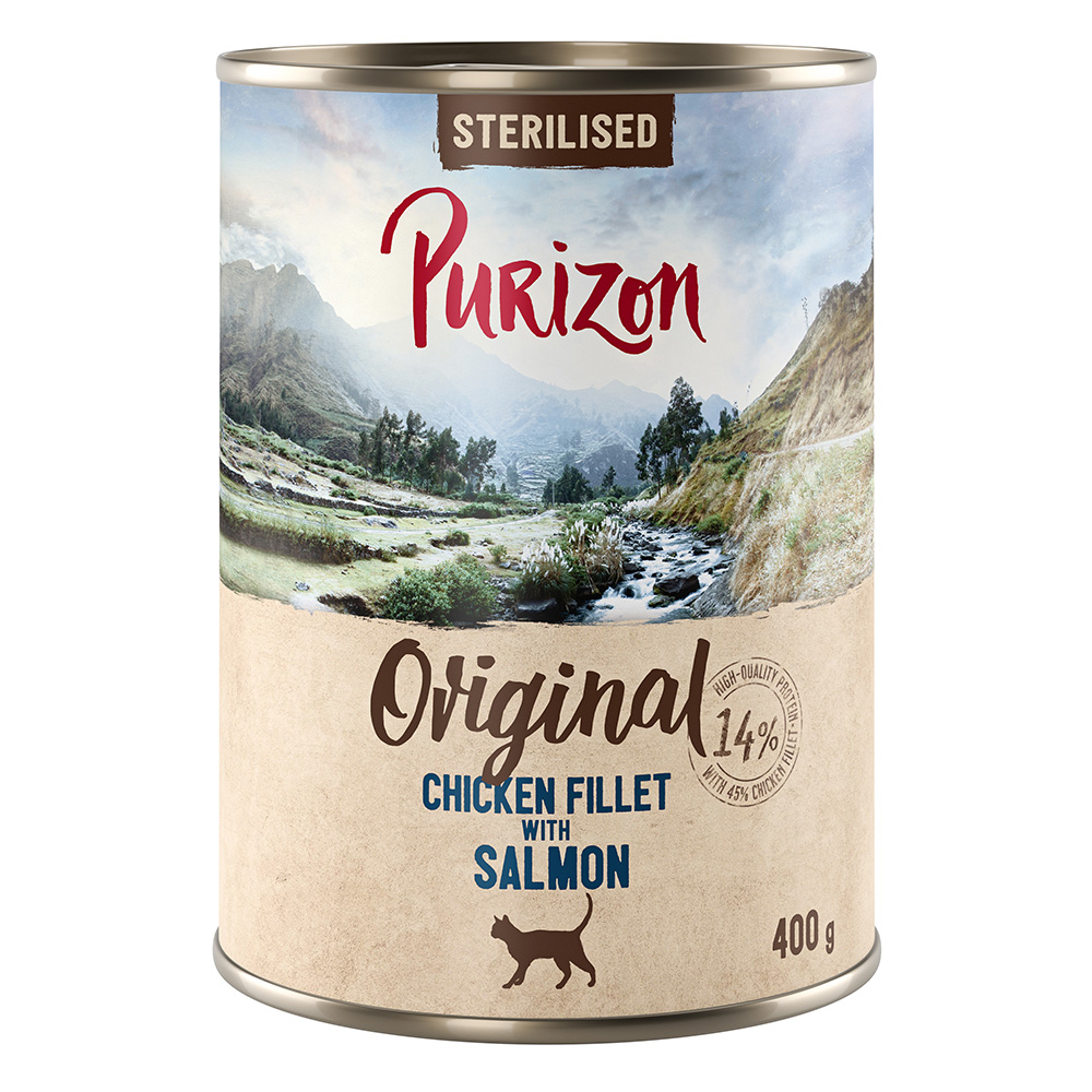 Purizon Adult Sterilised 6 x 400 g - getreidefrei - Hühnerfilet mit Lachs von Purizon