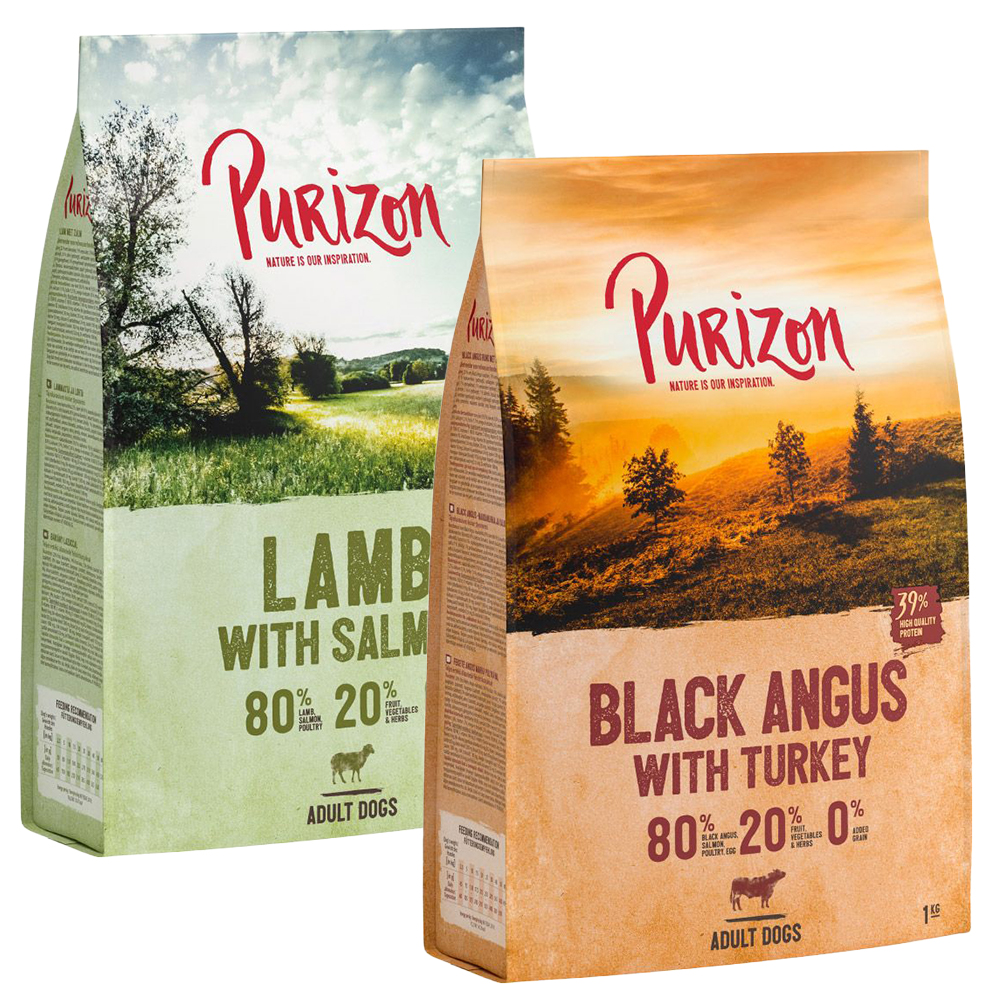 Purizon Probiermix 2 x 1 kg zum Sonderpreis - Black-Angus-Rind mit Truthahn, Lamm mit Lachs von Purizon