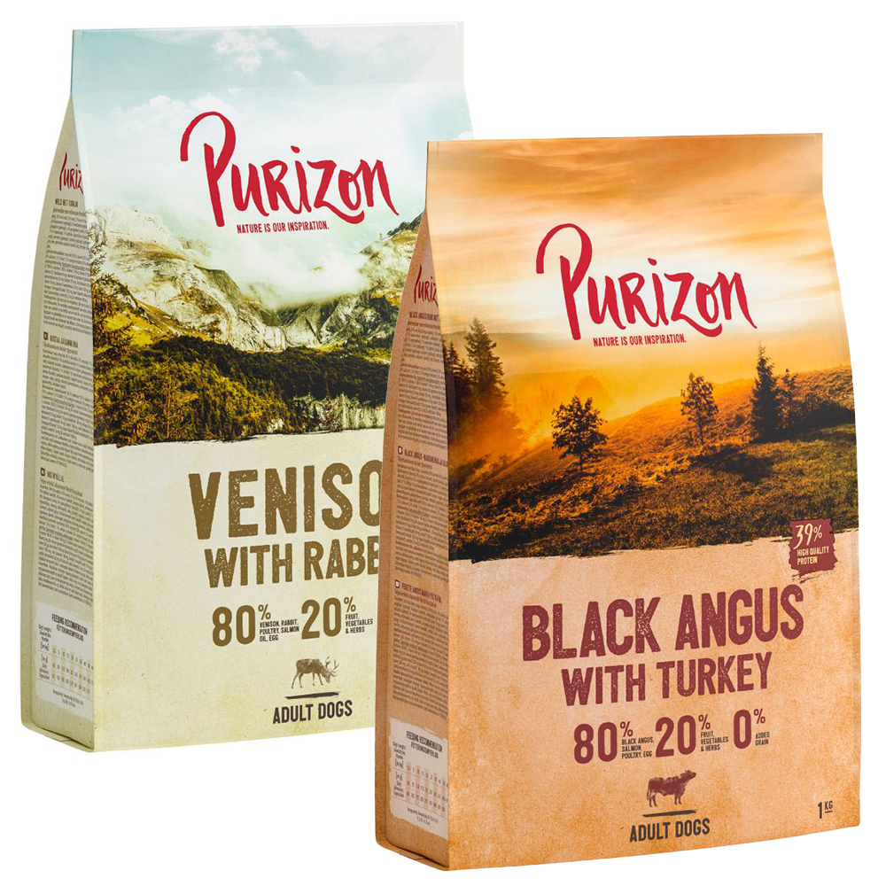Purizon Probiermix 2 x 1 kg zum Sonderpreis - Black-Angus-Rind mit Truthahn, Wild mit Kaninchen von Purizon