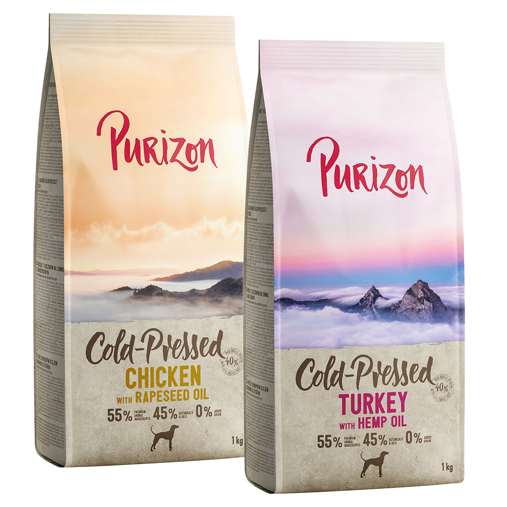 Purizon Probierpaket 2 x 1 kg - Coldpressed Huhn mit Rapsöl, Coldpressed Pute mit Hanföl von Purizon