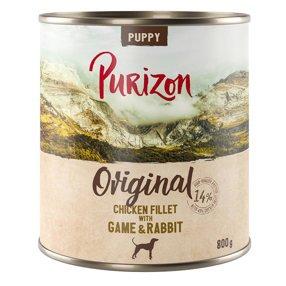 Purizon Puppy 6 x 800 g - Hühnerfilet mit Wild & Kaninchen von Purizon