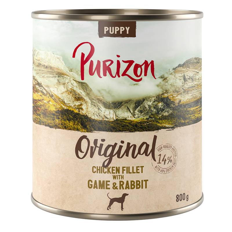 Purizon Puppy 6 x 800 g - Hühnerfilet mit Wild & Kaninchen von Purizon