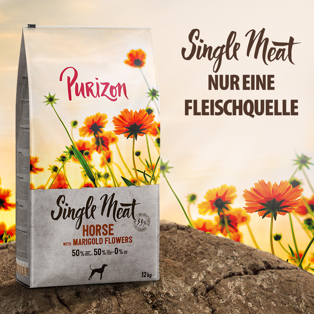 Purizon Single Meat Adult Pferd mit Süßkartoffel und Ringelblumenblüten - 4 x 1kg Purizon Single Meat Adult Pferd mit Süßkartoffel und Ringelblumenblüten - 4 x 1kg von Purizon