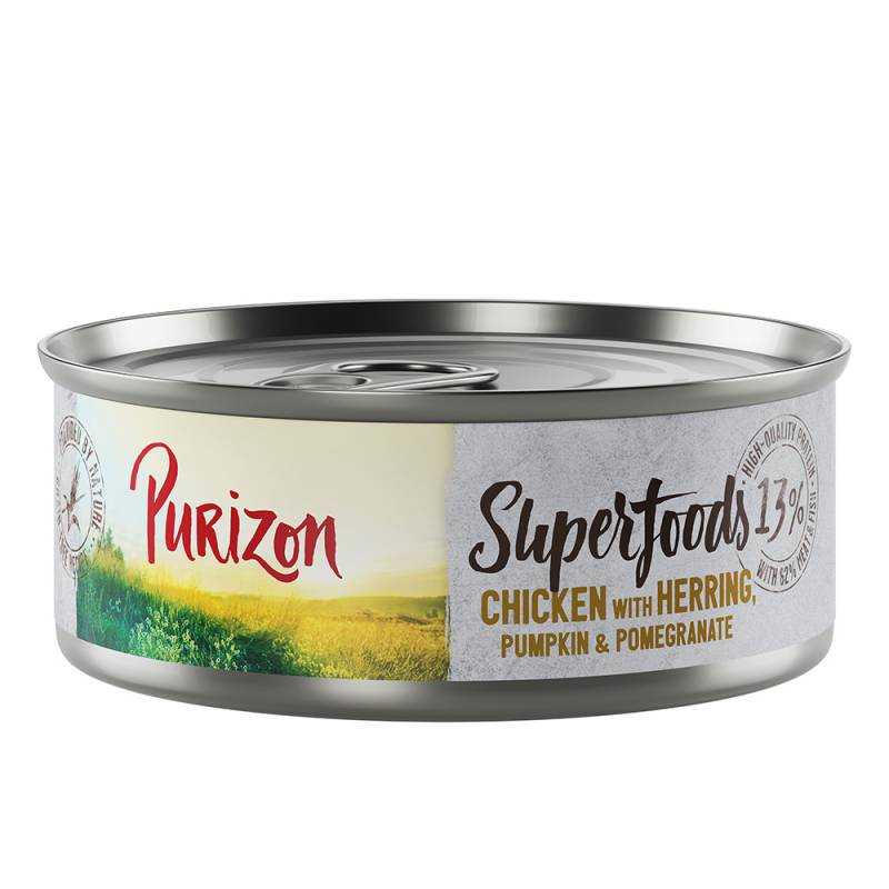 Purizon Superfoods 6 x 70 g - Huhn mit Hering, Kürbis und Granatapfel von Purizon