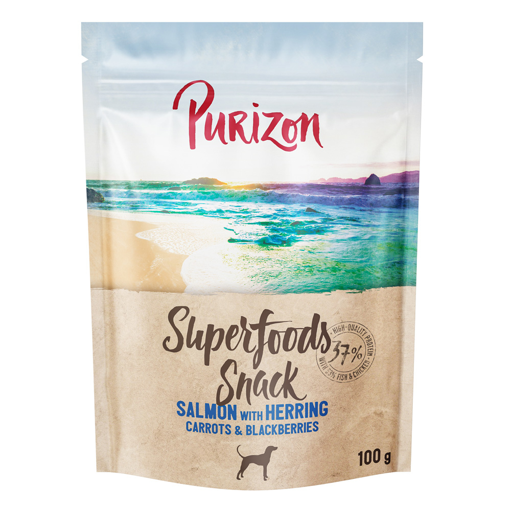Purizon Superfoods Hunde Snacks 100 g - Sparpaket: Lachs mit Hering, Karotten & Brombeeren 3 x 100 g Purizon Superfoods Hunde Snacks 100 g - Sparpaket: Lachs mit Hering, Karotten & Brombeeren 3 x 100 g von Purizon