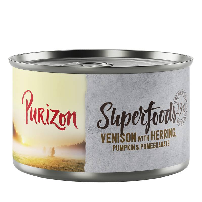 Sparpaket Purizon 24 x 140g/200g/300 g zum Sonderpreis - Superfoods Wild mit Hering, Kürbis und Granatapfel 140g von Purizon