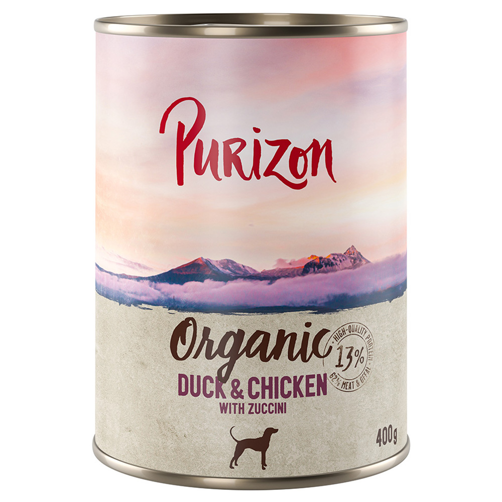 Sparpaket Purizon 24 x 400 g zum Sonderpreis - Organic: Ente und Huhn mit Zucchini von Purizon