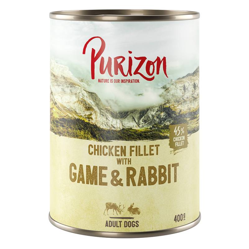 Sparpaket Purizon 24 x 400 g zum Sonderpreis - Wild & Kaninchen mit Kürbis und Preiselbeere von Purizon