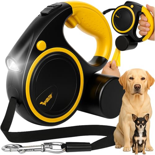Hunde-Flexileine mit LED-Licht & Kotbeutelspender – 5m Automatikleine für mittelgroße Hunde 10–25kg – ergonomischer Griff, Stopp-Funktion & rutschfeste Gurtbandrolle – PURLOV Hunde-Flexileine mit LED-Licht & Kotbeutelspender – 5m Automatikleine für mittelgroße Hunde 10–25kg – ergonomischer Griff, Stopp-Funktion & rutschfeste Gurtbandrolle – PURLOV von Purlov
