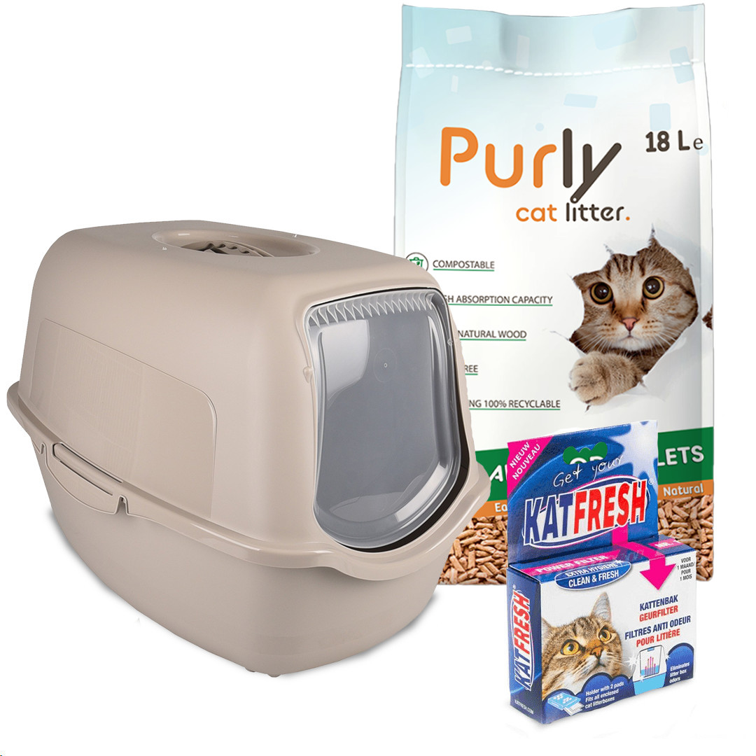 Lexie Katzenklo und Holzstreu Paket Grau von Purly