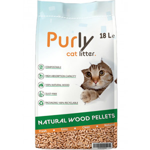 Purly Holzstreu Füllung für Katzentoilette 2 x 18 Liter von Purly