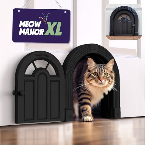 Katzentür Innentür – Meow Manor Extra große Haustiertür, 26 x 28 cm, keine Klappe, Katzentür für Katzen bis zu 13,6 kg, einfache Selbstmontage, sichere Installation in Minuten, kein Training von Purrfect Portal