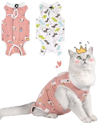 Purrpurrpets 2 Pack Cat Spay Recovery Suit Female, Breathable Cat Onesie for Cats After Surgery Female, Kitten Surgery Recovery Suit for abdominal wounds von Purrpurrpets