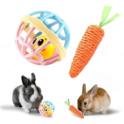 PurrrfectionPet Bunny Toys for Rabbits Indoor Bell Balls (S, Carrot Ball) von PurrrfectionPet