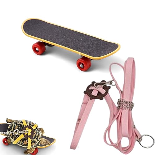 Verstellbare Schildkröten-Leine, lustiges Skateboard, Größe L, Rosa von PurrrfectionPet