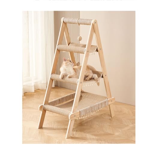 Purzen Katzenbaum für große Katzen Story Cat Tower, Katzenhaus, Plüsch-Sprungplattform, Spielball, Kralle-Schleifen Sisal Leiter -Katzenbaum für Innen Katzen von Purzen