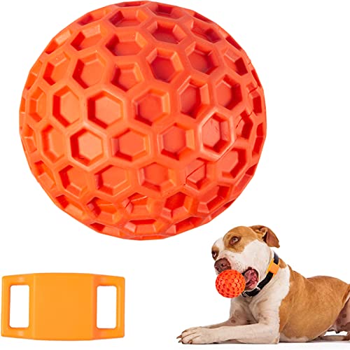 Quietschbälle für Hunde, super kauender Hundeball mit strapazierfähigem Naturkautschuk, fast unzerstörbares Hundespielzeug für mittelgroße und große Rassen (orange) von Putago