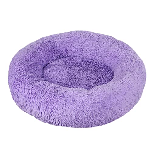 Flauschig Hundebett Katzenbett, Rund Donut Kissen Kuscheliges Hundekörbchen Katzenkissen, XXL Waschbar Anti Stress Plüsch Dog Bed für Große Mittelgroße Kleine Hund und Katzen (110cm, Lila) von Putniu