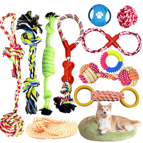 Kleines Hundespielzeug, großes Hundespielzeug, Kauspielzeug für Welpen, Seil-Hundespielzeug, Welpenspielzeug, geeignet für kleine und große Hunde, Hundeseilspielzeug, bauen Sie eine engere Beziehung von Puvin