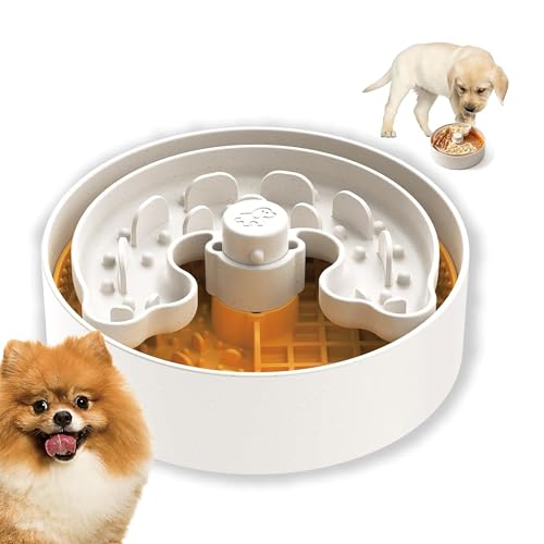 Puzzle Feeder Hundenäpfe für kleine Hunde, Slow Feeder Hundenäpfe, Hundenäpfe mit Hund Lecken Pad Einsatz, Langeweile und Angst Reducer, Dog Lick Puppy Bowls 7.5 Inch, Orange von Puzzle Feeder