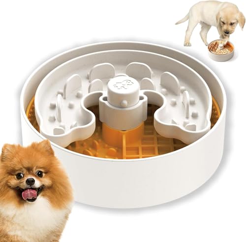 Puzzle Feeder Hundenäpfe für kleine Hunde, Slow Feeder Hundenäpfe, Hundenäpfe mit Hund Lecken Pad Einsatz, Langeweile und Angst Reducer, Dog Lick Puppy Bowls 7.5 Inch, Orange von Puzzle Feeder