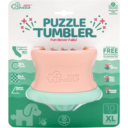 Puzzle Feeder Leckerli-Spender für Hunde, Hundespielzeug für aggressive Kauer, Hundespielzeug für große und XL-Hunde in Tumbler-Form, multifunktionales interaktives Hundespielzeug für drinnen, draußen von Puzzle Feeder