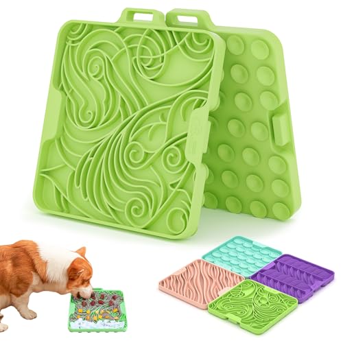 Puzzle Feeder Leckmatte für Hunde und Katzen mit Saugnäpfen, kreative Spleißmatte, spülmaschinenfest und gefrierbar, Anreicherungsspielzeug für Hunde, Grün von Puzzle Feeder