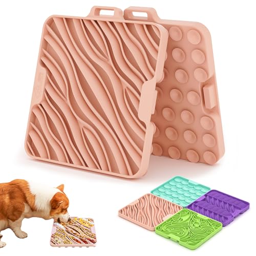 Puzzle Feeder Leckmatte für Hunde und Katzen mit Saugnäpfen, kreative Spleißmatte, spülmaschinenfest und gefrierbar, Anreicherungsspielzeug für Hunde, Rosa von Puzzle Feeder